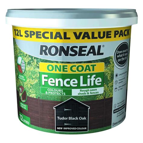 ronseal tudor black oak 12l|ronseal 1 coat fence.